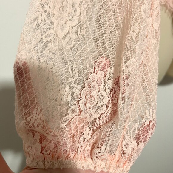 Mi Ami Womens Lace Babydoll Top Sz S Pink Coquette Soft Girl Y2K Romantic Kawaii - Picture 4 of 9